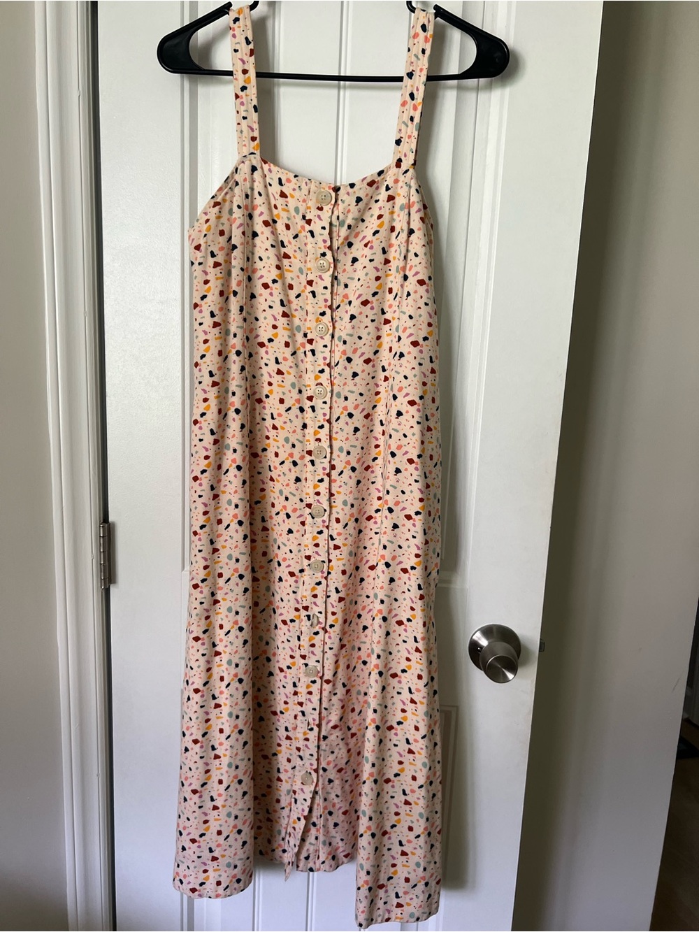 Madewell Cream Colorful “Confetti” Print Button-Front Dress